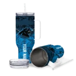 custom carolina panthers chevron stripe blue curved tumbler best selling.webp