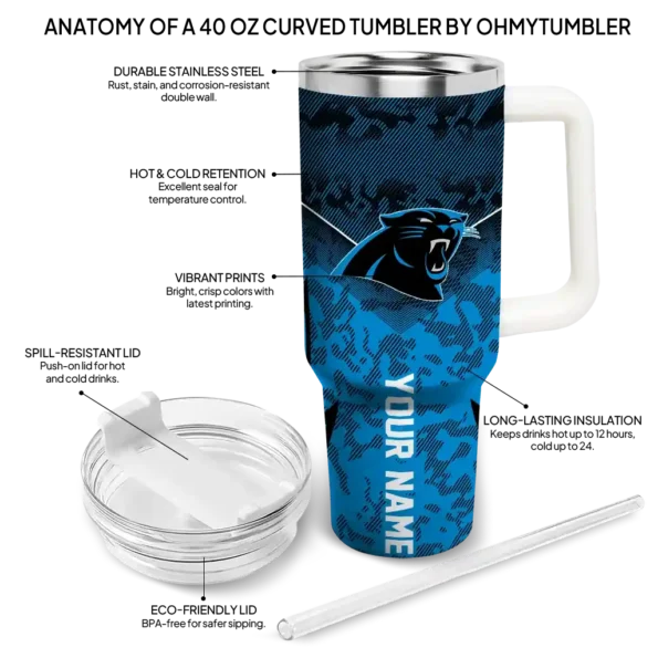 custom carolina panthers chevron stripe blue curved tumbler new arrival.webp