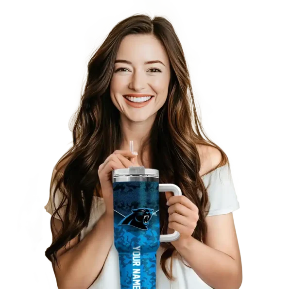 custom carolina panthers chevron stripe blue curved tumbler premium grade.webp