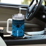 custom carolina panthers chevron stripe blue curved tumbler best selling.webp