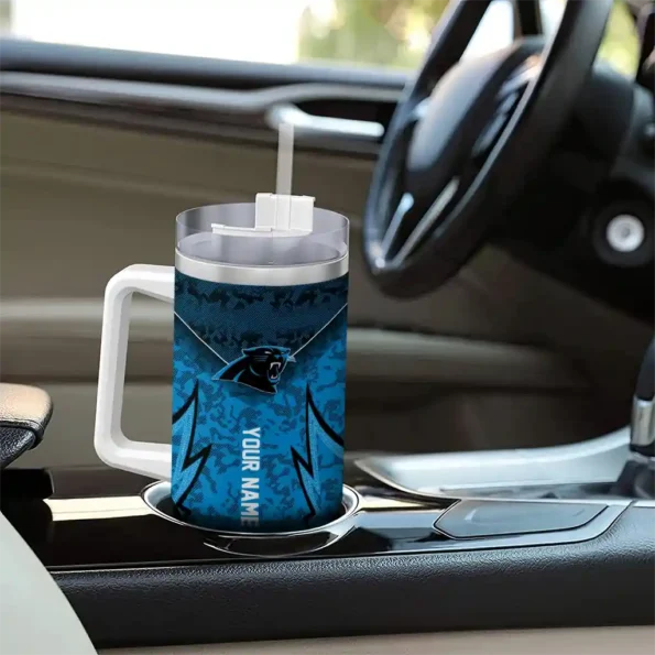 custom carolina panthers chevron stripe blue curved tumbler trendy.webp