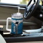 custom carolina panthers leopard zipper blue curved tumbler best selling.webp