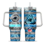 custom carolina panthers marbled stripes blue curved tumbler best selling.webp