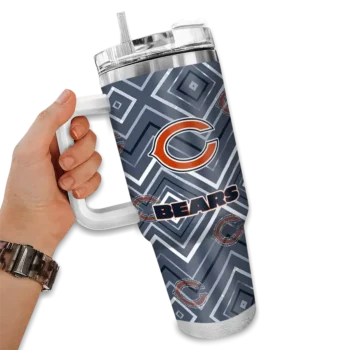 custom chicago bears bold diamonds blue curved tumbler fashion forward.webp