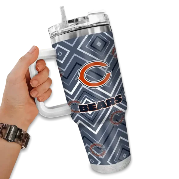 custom chicago bears bold diamonds blue curved tumbler fashion forward.webp