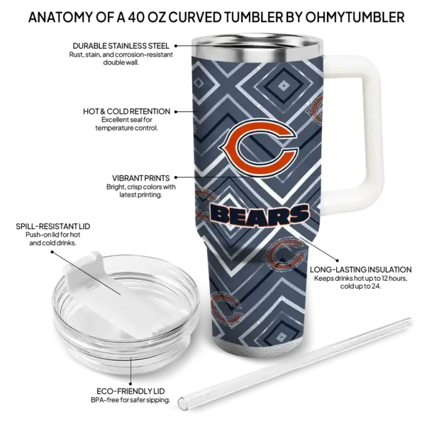 custom chicago bears bold diamonds blue curved tumbler new arrival.webp