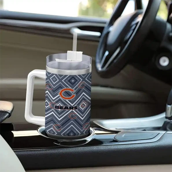 custom chicago bears bold diamonds blue curved tumbler trendy.webp