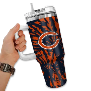 custom chicago bears burst swirl blue curved tumbler fashion forward.webp