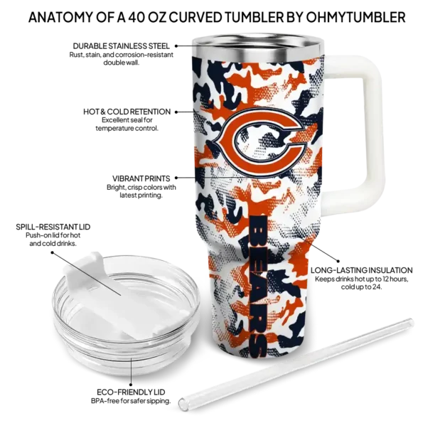 custom chicago bears camo mashup blue white curved tumbler new arrival.webp