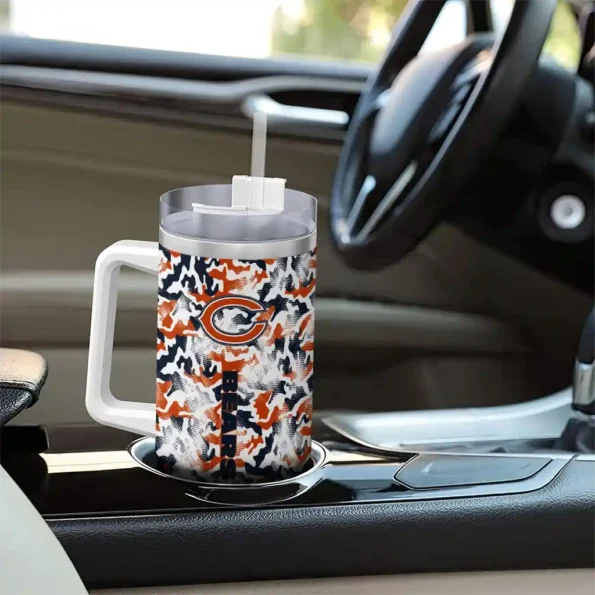 custom chicago bears camo mashup blue white curved tumbler trendy.webp