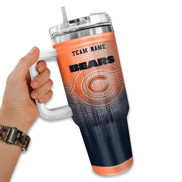 custom chicago bears gradient dots blue curved tumbler fashion forward.webp