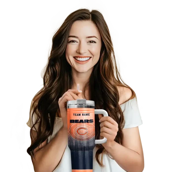 custom chicago bears gradient dots blue curved tumbler premium grade.webp