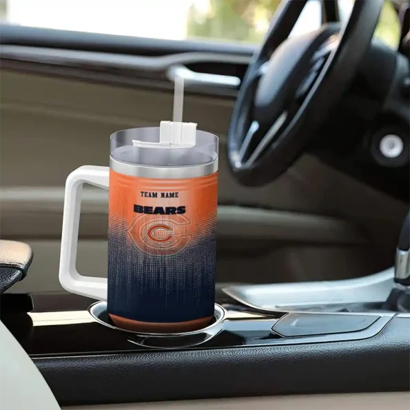 custom chicago bears gradient dots blue curved tumbler trendy.webp