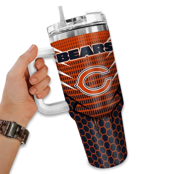 custom chicago bears hex texture blue curved tumbler fashion forward.webp