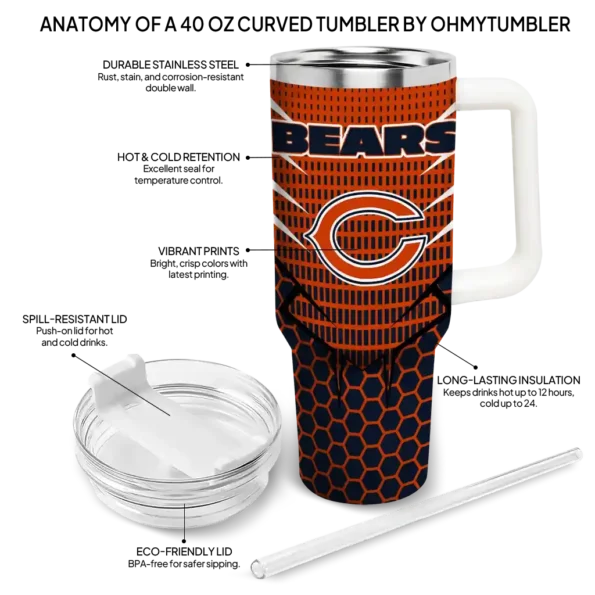 custom chicago bears hex texture blue curved tumbler new arrival.webp