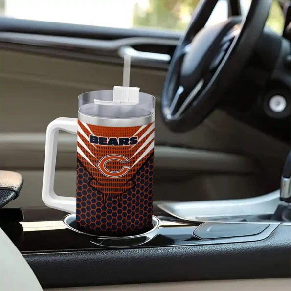 custom chicago bears hex texture blue curved tumbler trendy.webp