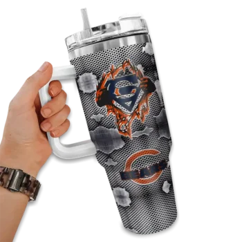 custom chicago bears superman shield blue gray curved tumbler fashion forward.webp