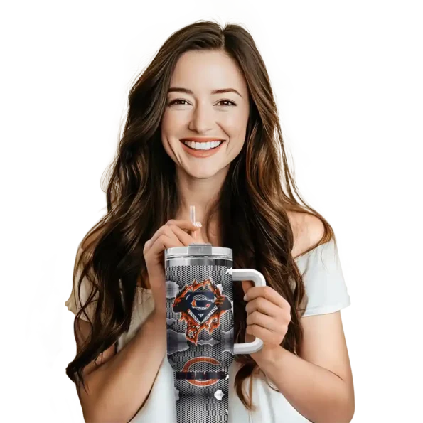 custom chicago bears superman shield blue gray curved tumbler premium grade.webp