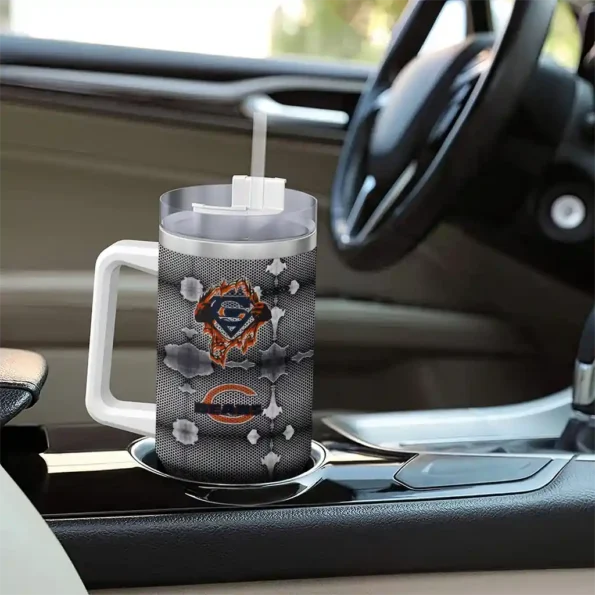 custom chicago bears superman shield blue gray curved tumbler trendy.webp