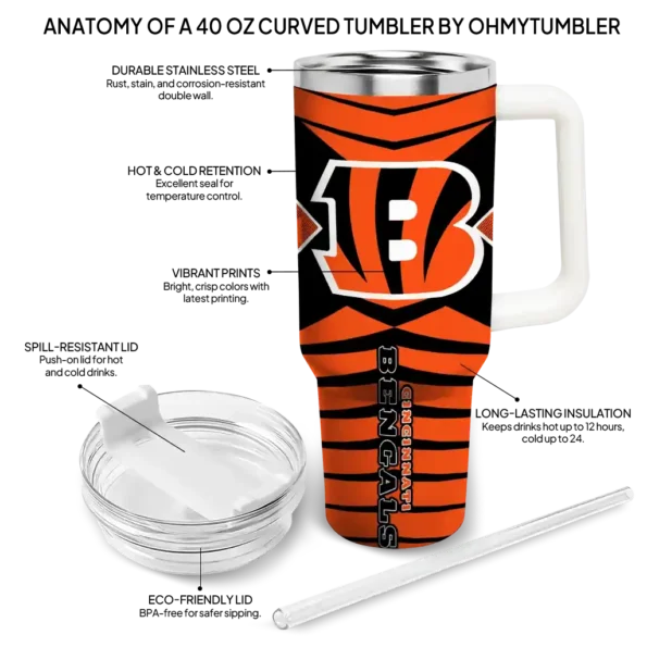 custom cincinnati bengals chevron layers orange curved tumbler new arrival.webp