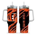 custom cincinnati bengals claw cut orange black curved tumbler best selling.webp