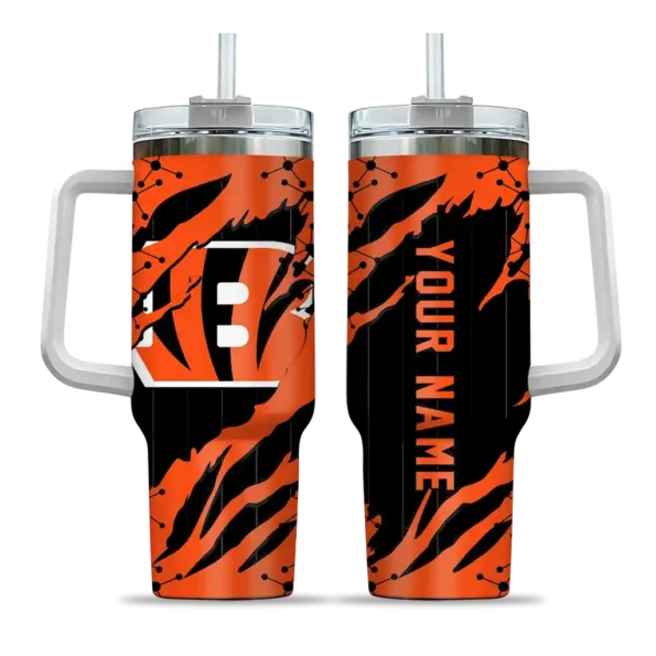 custom cincinnati bengals claw cut orange black curved tumbler best selling.webp