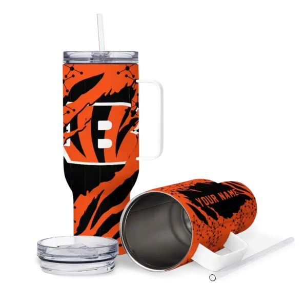 custom cincinnati bengals claw cut orange black curved tumbler high quality.webp