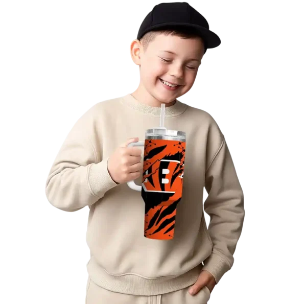 custom cincinnati bengals claw cut orange black curved tumbler latest model.webp