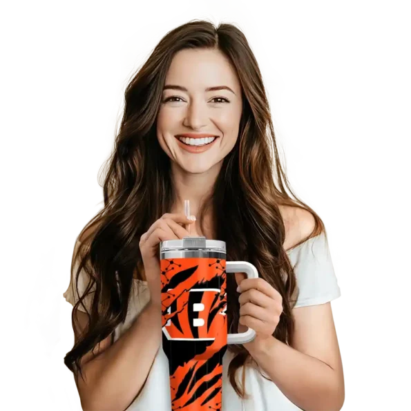 custom cincinnati bengals claw cut orange black curved tumbler premium grade.webp