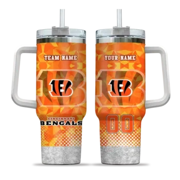 custom cincinnati bengals geometric prism orange curved tumbler best selling.webp