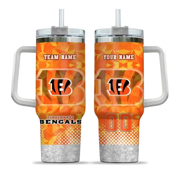custom cincinnati bengals geometric prism orange curved tumbler best selling.webp