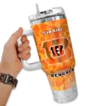 custom cincinnati bengals geometric prism orange curved tumbler best selling.webp