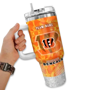custom cincinnati bengals geometric prism orange curved tumbler fashion forward.webp