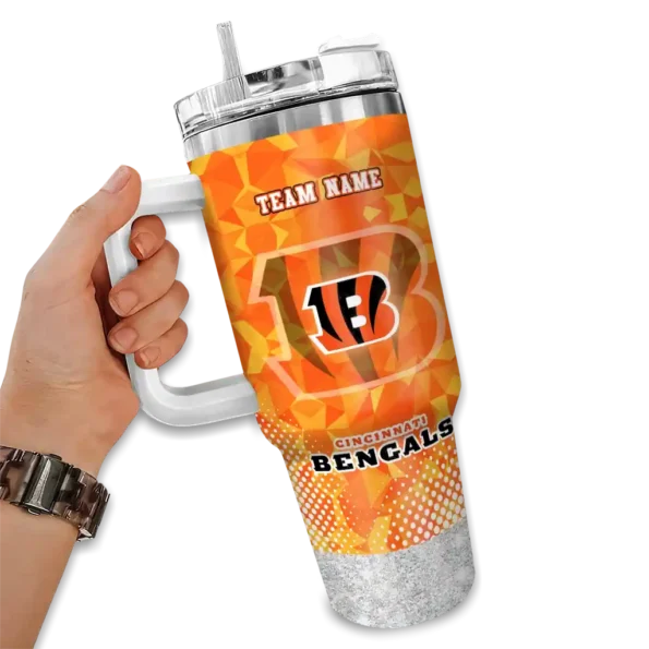 custom cincinnati bengals geometric prism orange curved tumbler fashion forward.webp