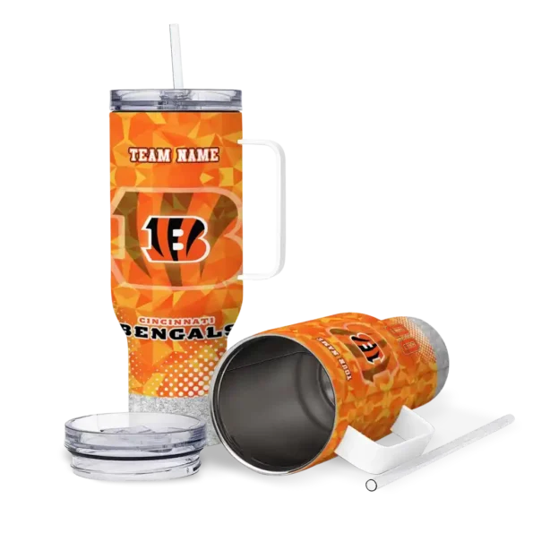 custom cincinnati bengals geometric prism orange curved tumbler high quality.webp