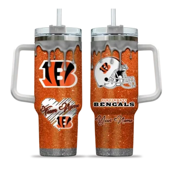 custom cincinnati bengals heart helmet motif orange curved tumbler best selling.webp