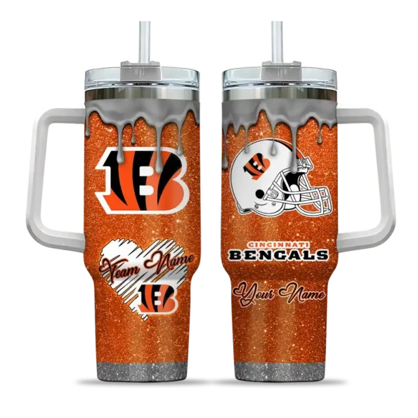 custom cincinnati bengals heart helmet motif orange curved tumbler best selling.webp