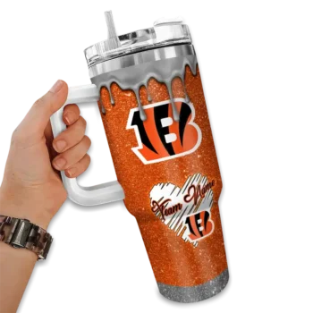 custom cincinnati bengals heart helmet motif orange curved tumbler fashion forward.webp