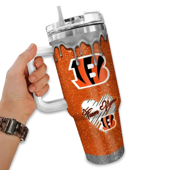 custom cincinnati bengals heart helmet motif orange curved tumbler fashion forward.webp