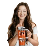 custom cincinnati bengals heart helmet motif orange curved tumbler best selling.webp