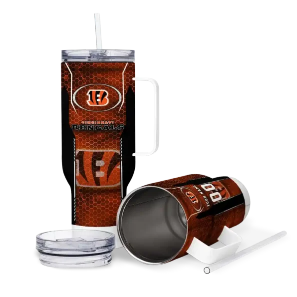 custom cincinnati bengals hexagon armor orange curved tumbler high quality.webp