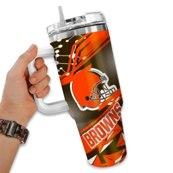 custom cleveland browns abstract paths brown curved tumbler fashion forward.webp