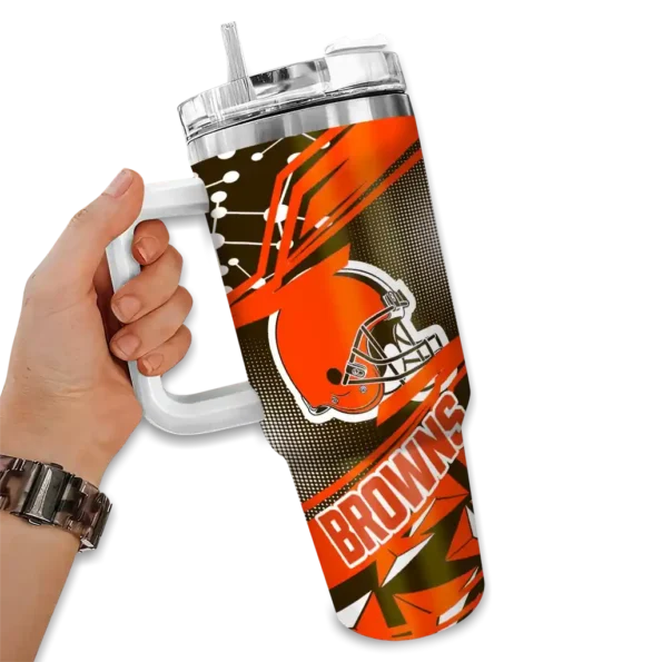 custom cleveland browns abstract paths brown curved tumbler fashion forward.webp