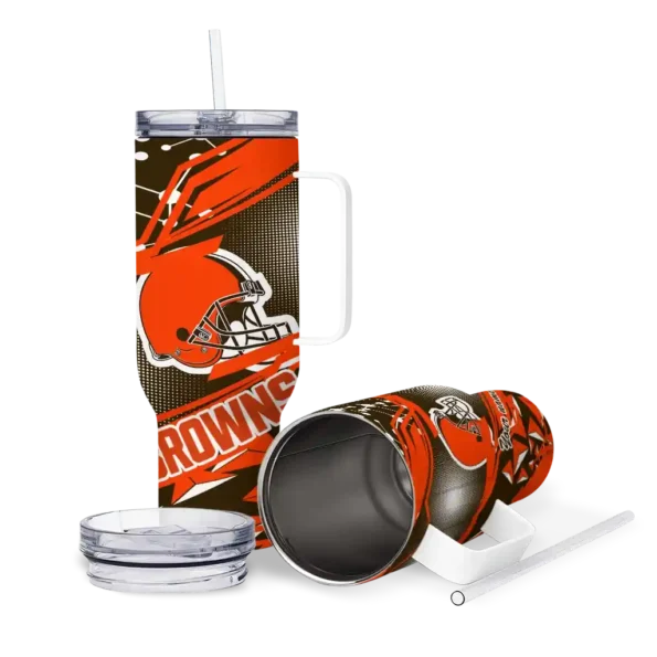 custom cleveland browns abstract paths brown curved tumbler high quality.webp