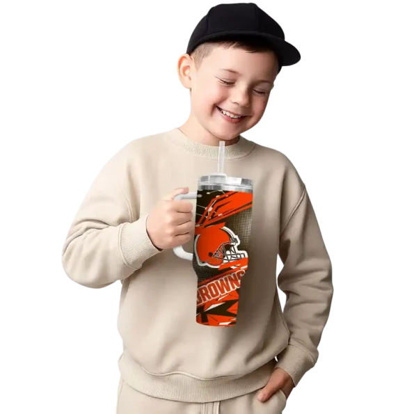 custom cleveland browns abstract paths brown curved tumbler latest model.webp