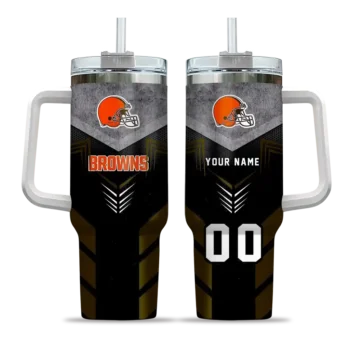 custom cleveland browns arrow armor brown black curved tumbler best selling.webp