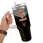 custom cleveland browns arrow armor brown black curved tumbler best selling.webp