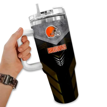 custom cleveland browns arrow armor brown black curved tumbler fashion forward.webp