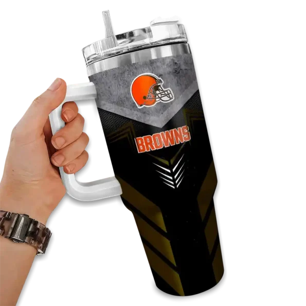 custom cleveland browns arrow armor brown black curved tumbler fashion forward.webp