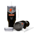 custom cleveland browns arrow armor brown black curved tumbler best selling.webp